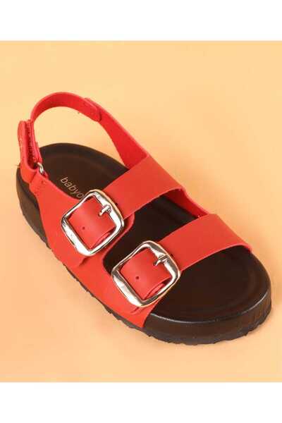 Babyoye Babyoye Sandals with Velcro Closure Solid Colour - Red