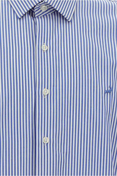 Abdullah Kiğılı Uzun Kol Slim Fit Dar Kesim Klasik Çizgili Pamuk Gömlek