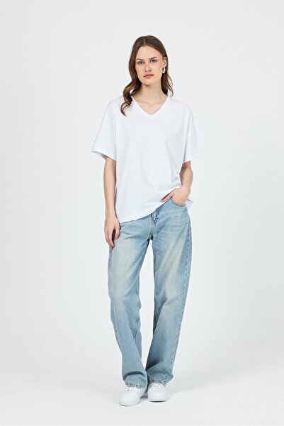 Rays Λευκό T-Shirt με λαιμόκοψη 100% βαμβακερό Comfort Fit 2143M