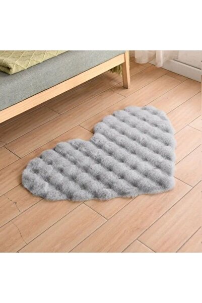 Halımax Ekstra Yumuşak Dokulu Gri Bubble Tavşan Tüyü Darcio Kalp Şeklinde Pos...