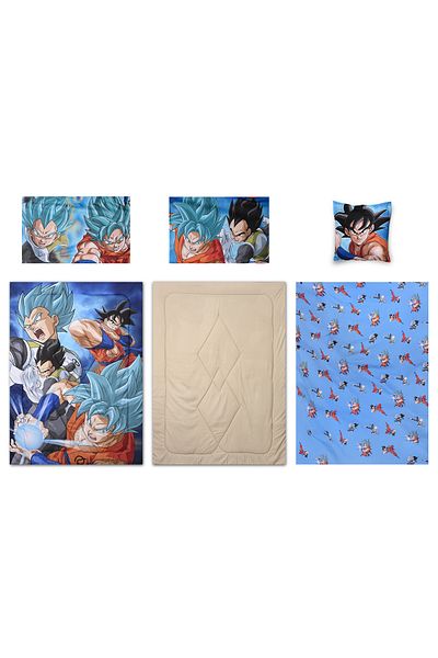 Dragon Ball 5-in-1 Comforter Set, Brushed Microfiber With Polyester Shell – Blue –