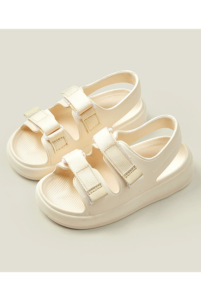 SAPS SAPS Velcro Closure Solid Sandals - Beige