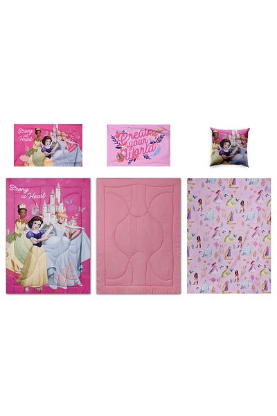 PRİNCESS 5-in-1 Bnb Comforter Bedding Set – Brushed Microfiber & Polyester Shell – Pink