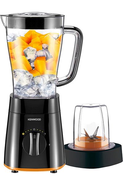 Kenwood خلاط سموثي كينوود 500 واط سعة 1.5 لتر مع مطحنة وكسارة ثلج ومفرمة، لون أسود