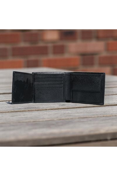 Modica Atlanta - Genuine Leather Classic Men's Black Wallet with Coin Compartment, High End Handcrafted