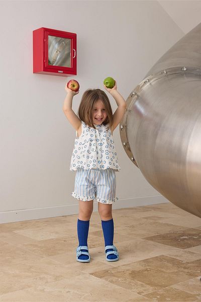 Tics Blue Polka Dot Poplin Suit