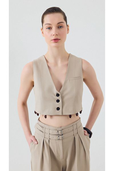 yakestore Beaded Pants - Vest Suit (Double Belt)