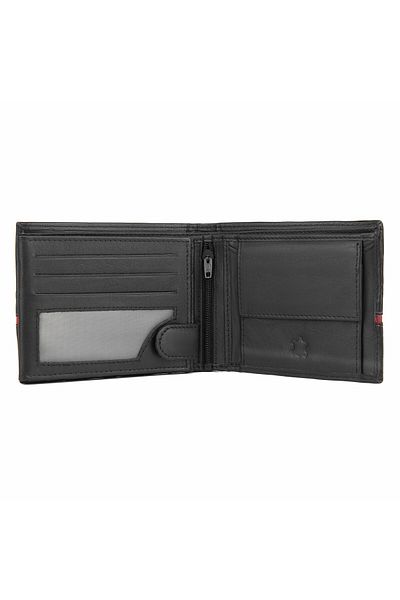 delis Men's Wallet, Frederic Pt1157, Genuine Leather, Black - Red