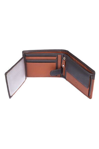 delis Men's wallet, Aziel PT1346, genuine leather, Brown/Black