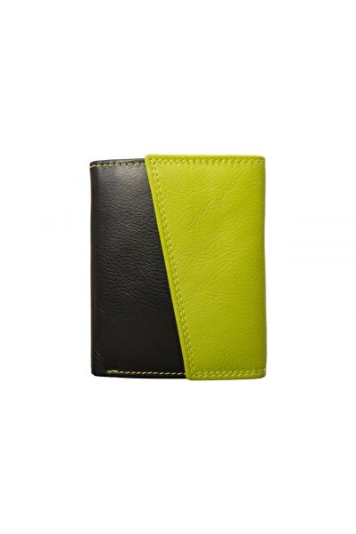 delis Portofel Dama, Zinnia Pt1397, Piele Naturala, Negru/verde