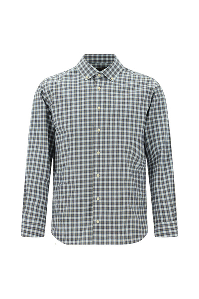 Abdullah Kiğılı Uzun Kol Slim Fit Dar Kesim Düğmeli Yaka Pamuk Ekose Gömlek