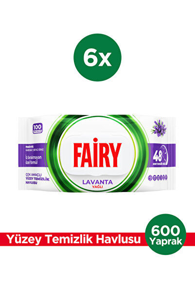 Fairy Çok Amaçlı Yüzey Temizlik Havlusu 100 Yaprak 6 Adet | Lavanta Yağlı | B...