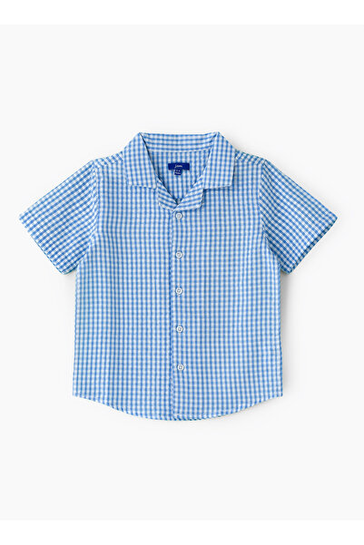 Basicxx Boys' Blue Gingham Cotton Casual Shirt