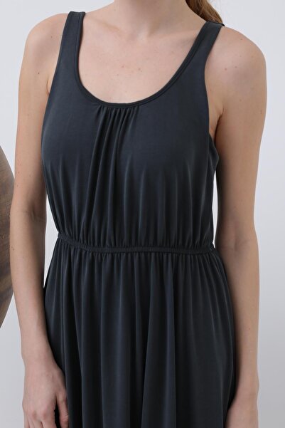 Soul Shirred Relaxed Cut Dress 32235 - Anthracite