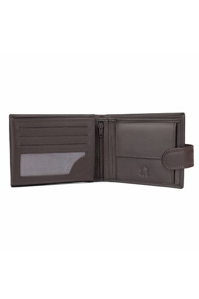 delis Men's Wallet, Iacov Pt1174, Natural Leather, Dark Brown