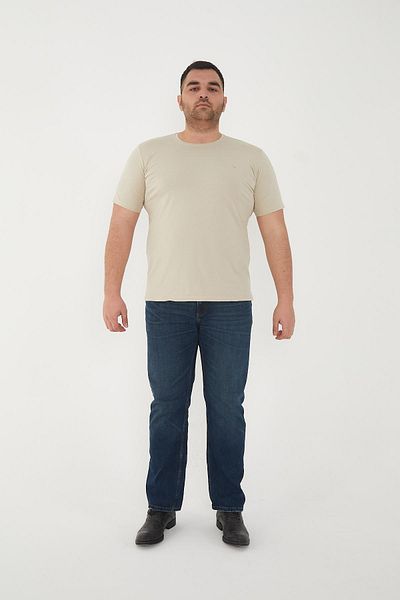 Maccali Men's Slim Fit Oversize Short Sleeve Basic T-Shirt Cream