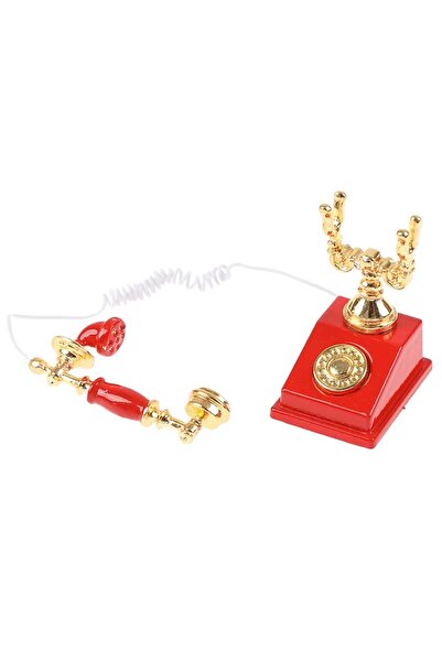 Exe Minyatür Metal Kırmızı Telefon Bebek evi çocuk oyuncakları