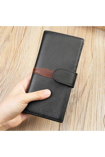 delis Men's Wallet, Gruia Pt1342, Genuine Leather, Black-brown