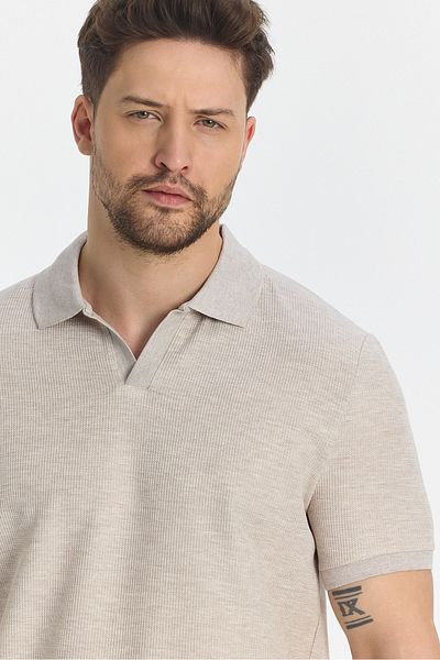 Frappoli Stretching Fabric - Nikol Ανδρικό μπλουζάκι Polo με βιζόν Lycra Cotton Blend Sports Collar Slim Fit