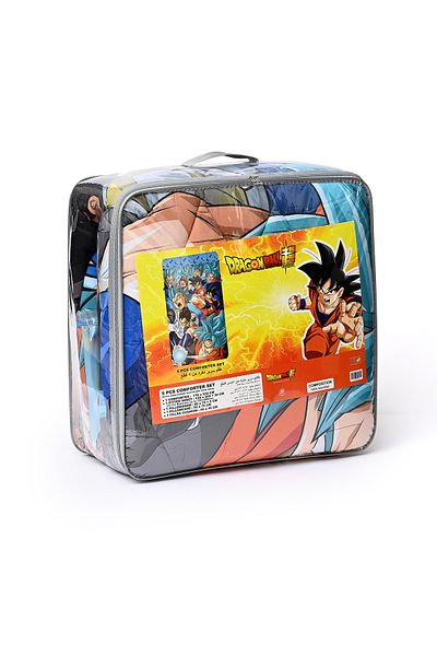Dragon Ball 5-in-1 Comforter Set, Brushed Microfiber With Polyester Shell – Blue –