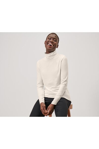 Tchibo Turtleneck T-Shirt, Cream White