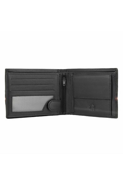 delis Men's Wallet, Frederic Pt1158, Genuine Leather, Black - Brown