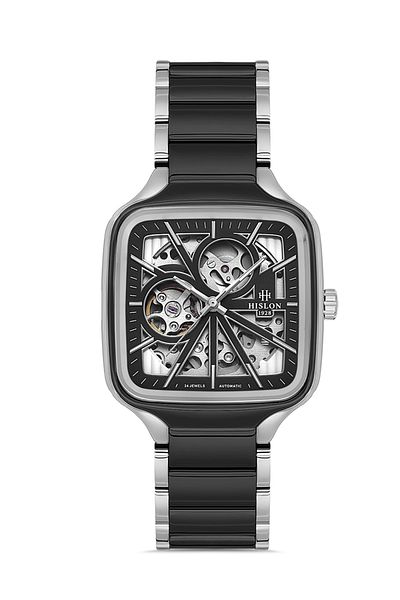 Hislon Sd166T-04Ss Skeleton Design Automatic Square Men's Wristwatch