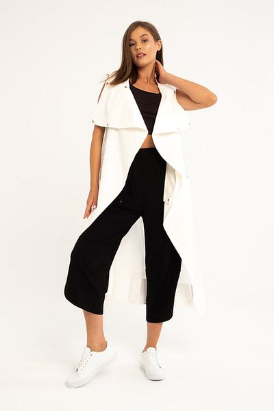 BEBE PLUS Women's Mesh Detail Design Long Vest