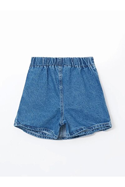 LC Waikiki LCW Kids Indigo Beli Lastikli Kız Çocuk Jean Şort Etek