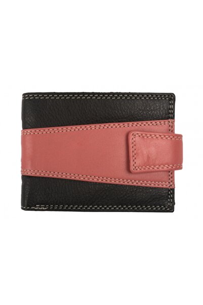 delis Portofel pentru barbati, Ilarion PT1368, piele naturala, Negru/Roz