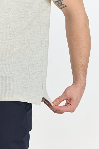 Frappoli Men's Gray Polo Neck T-Shirt - Lycra, Cotton Blend, Stretch Fabric, Sports Neck, Slim Fit