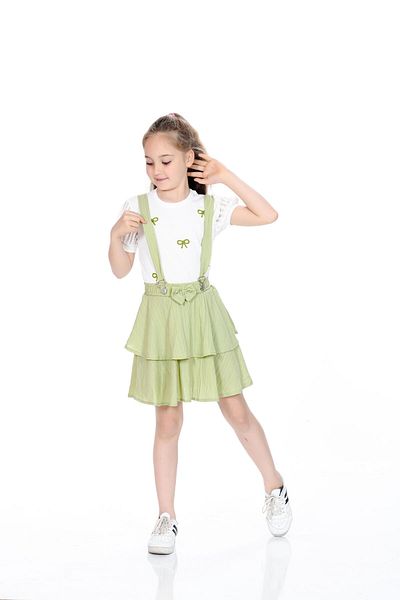 Kamex T-Shirt Bow Detailed Girl's Salopet