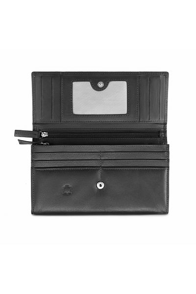delis Women's Wallet, Bailey Pt1184, Genuine Leather, Black