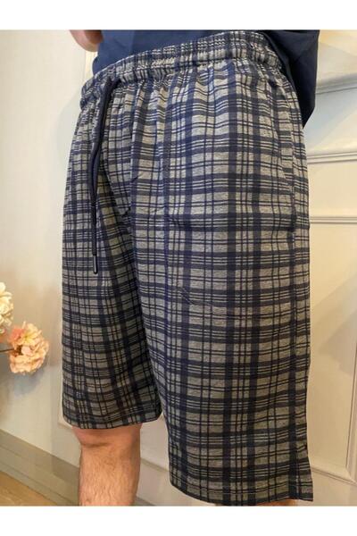 DÜVEN Чоловічі антрацитові шорти з кишенями з боків, 100% бавовна, у клітинку, для щоденного носіння