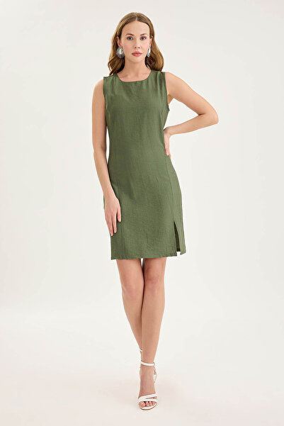 Vitrin Zero Sleeve Front Slit Dress