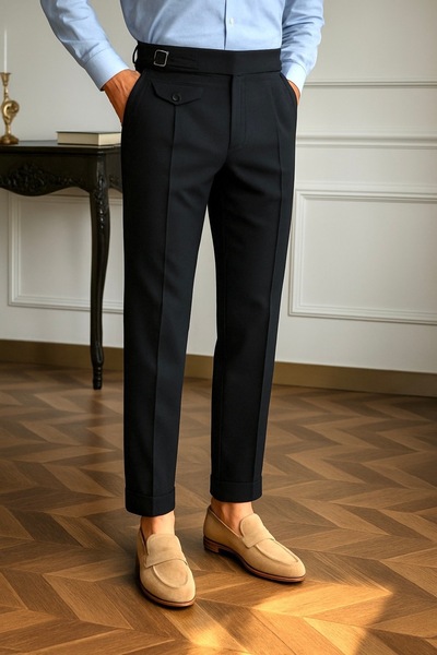 town walker Erkek Italyan Kesim Kumaş Pantolon cep detaylı Old Money tarz