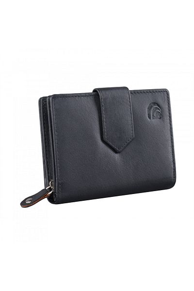 delis Women's Wallet, Melusine Pt1222, Genuine Leather, Black