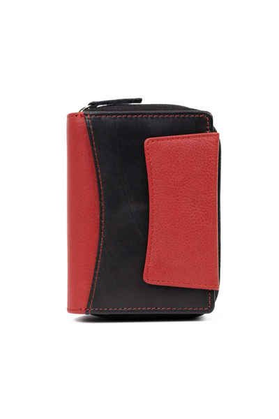 delis Portofel Dama , Verena Pt1241, Piele Naturala, Negru-rosu