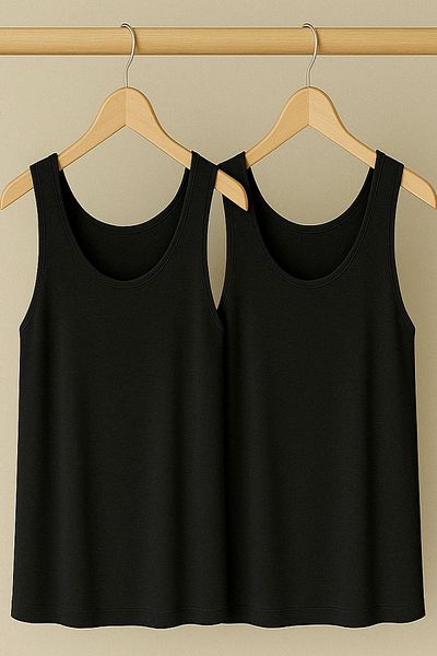 COTENCONCEPT Tricou pentru atlet cu bretele groase din bumbac, 2 bucăți