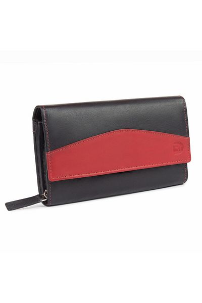 delis Women's wallet, Black, Red, Genuine leather