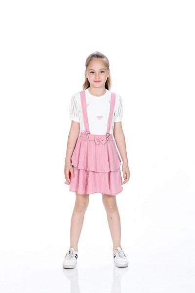 Kamex T-Shirt Bow Detailed Girl's Salopet