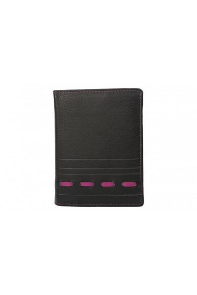 delis Men's wallet, Raviv PT1370, genuine leather, Black/Pink