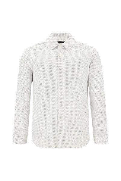 Abdullah Kiğılı Uzun Kol Slim Fit Dar Kesim Kolay Ütülenebilir Pamuklu Baskılı Gömlek