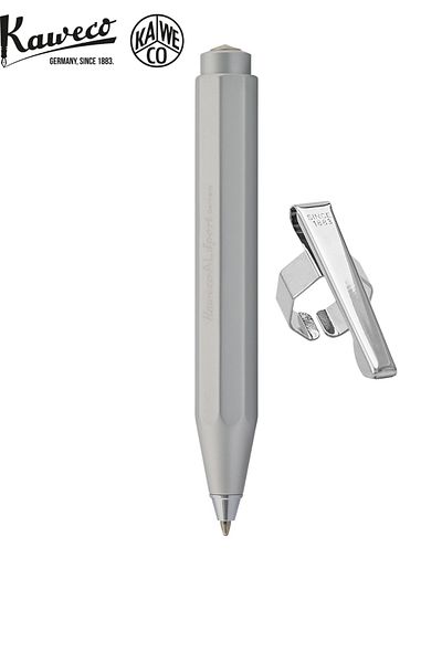 Kaweco 10000098 Al Sport Ball Point Pen Matte Chrome+Kaweco Clip Is a Gift