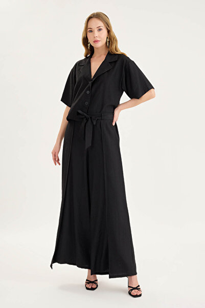 Vitrin Beli Bağlamalı Krinkıl Kumaş Dökümlü Pantolon