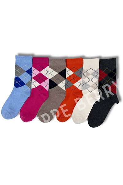 STEPPE BERRY Πολυτελείς κάλτσες Unisex με σχέδιο μπακλαβά 6 συσκευασιών
