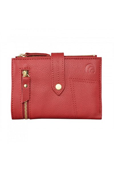 delis Women's Wallet, Leandra Pt1235, Genuine Leather, Red
