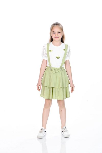 Kamex T-Shirt Bow Detailed Girl's Salopet