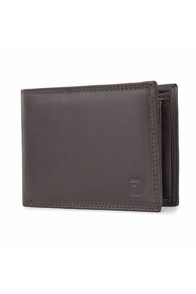 delis Men's Wallet, Ilias Pt1164, Genuine Leather, Dark Brown
