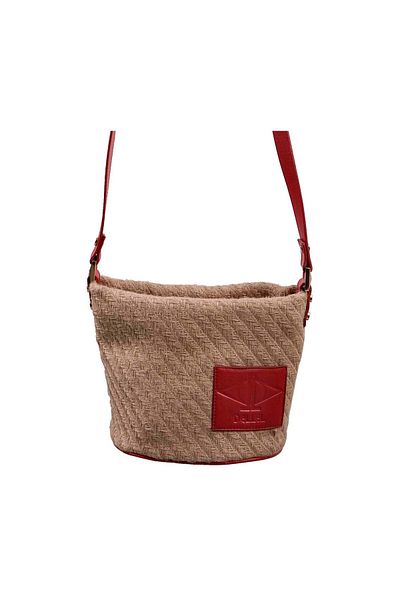 dellel Dellel Red Straw Shoulder Bag, Printed Vegan Leather, Adjustable Strap,Lightweight & Stylish Handbag